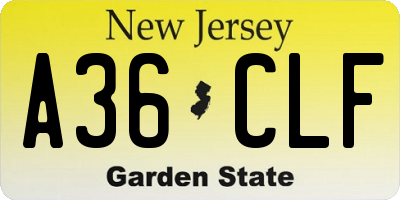 NJ license plate A36CLF