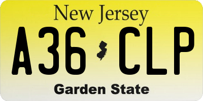 NJ license plate A36CLP