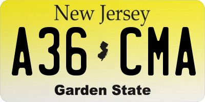 NJ license plate A36CMA