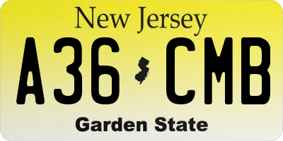 NJ license plate A36CMB