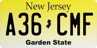 NJ license plate A36CMF