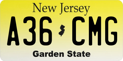 NJ license plate A36CMG