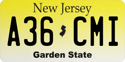 NJ license plate A36CMI