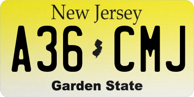 NJ license plate A36CMJ