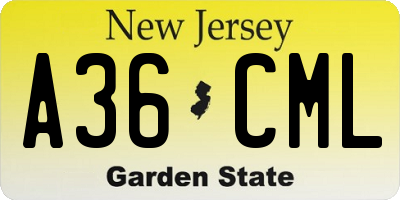 NJ license plate A36CML