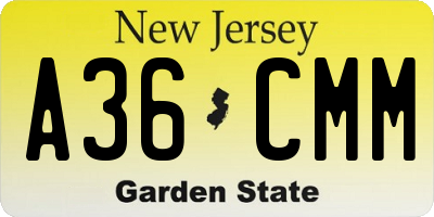 NJ license plate A36CMM