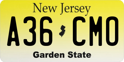 NJ license plate A36CMO
