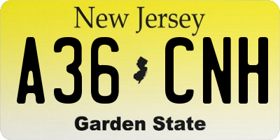 NJ license plate A36CNH