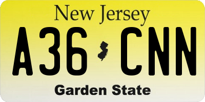 NJ license plate A36CNN