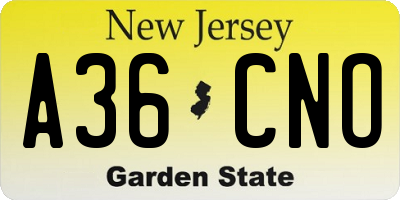NJ license plate A36CNO