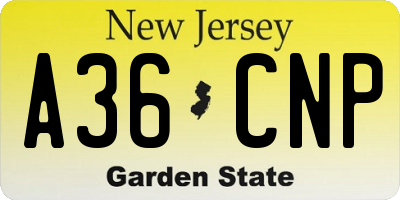 NJ license plate A36CNP