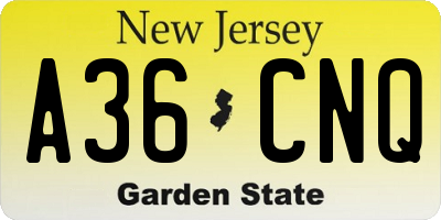 NJ license plate A36CNQ