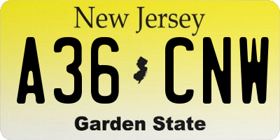 NJ license plate A36CNW