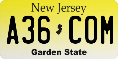NJ license plate A36COM