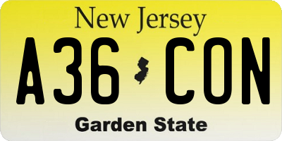NJ license plate A36CON