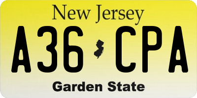 NJ license plate A36CPA