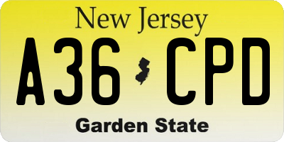 NJ license plate A36CPD