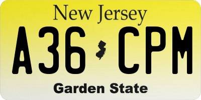 NJ license plate A36CPM