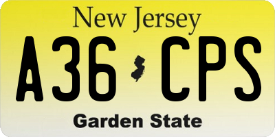 NJ license plate A36CPS