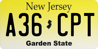 NJ license plate A36CPT