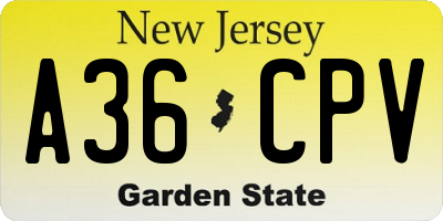 NJ license plate A36CPV