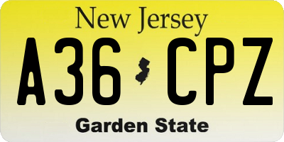 NJ license plate A36CPZ