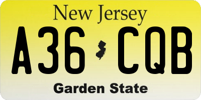 NJ license plate A36CQB
