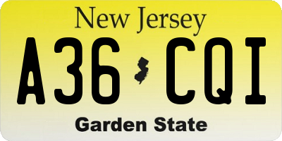 NJ license plate A36CQI