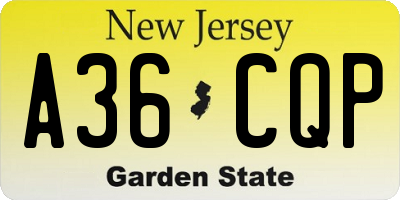 NJ license plate A36CQP