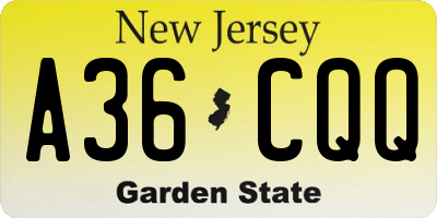 NJ license plate A36CQQ