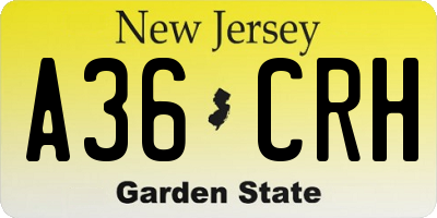 NJ license plate A36CRH