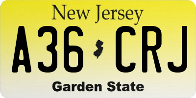 NJ license plate A36CRJ