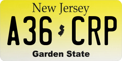 NJ license plate A36CRP