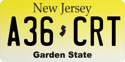 NJ license plate A36CRT