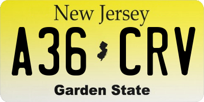NJ license plate A36CRV