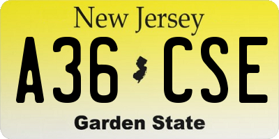 NJ license plate A36CSE