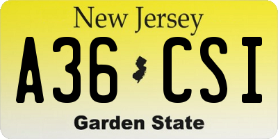 NJ license plate A36CSI