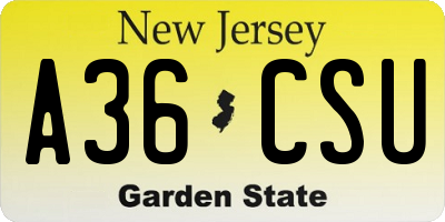 NJ license plate A36CSU