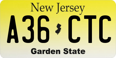NJ license plate A36CTC