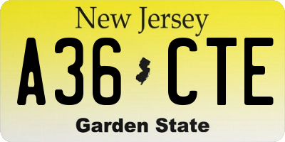 NJ license plate A36CTE