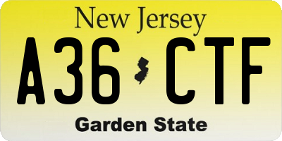 NJ license plate A36CTF