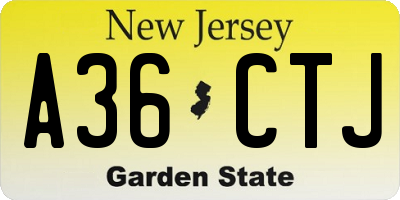 NJ license plate A36CTJ