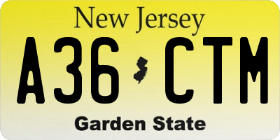 NJ license plate A36CTM