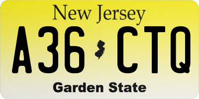 NJ license plate A36CTQ