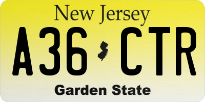NJ license plate A36CTR