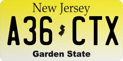 NJ license plate A36CTX