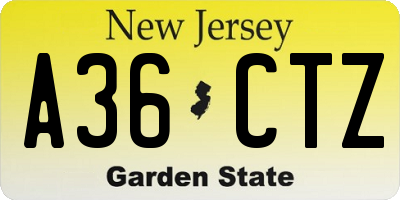 NJ license plate A36CTZ