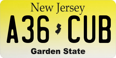 NJ license plate A36CUB