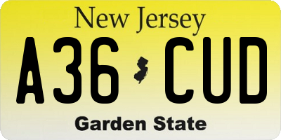 NJ license plate A36CUD