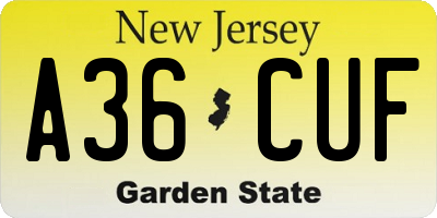 NJ license plate A36CUF
